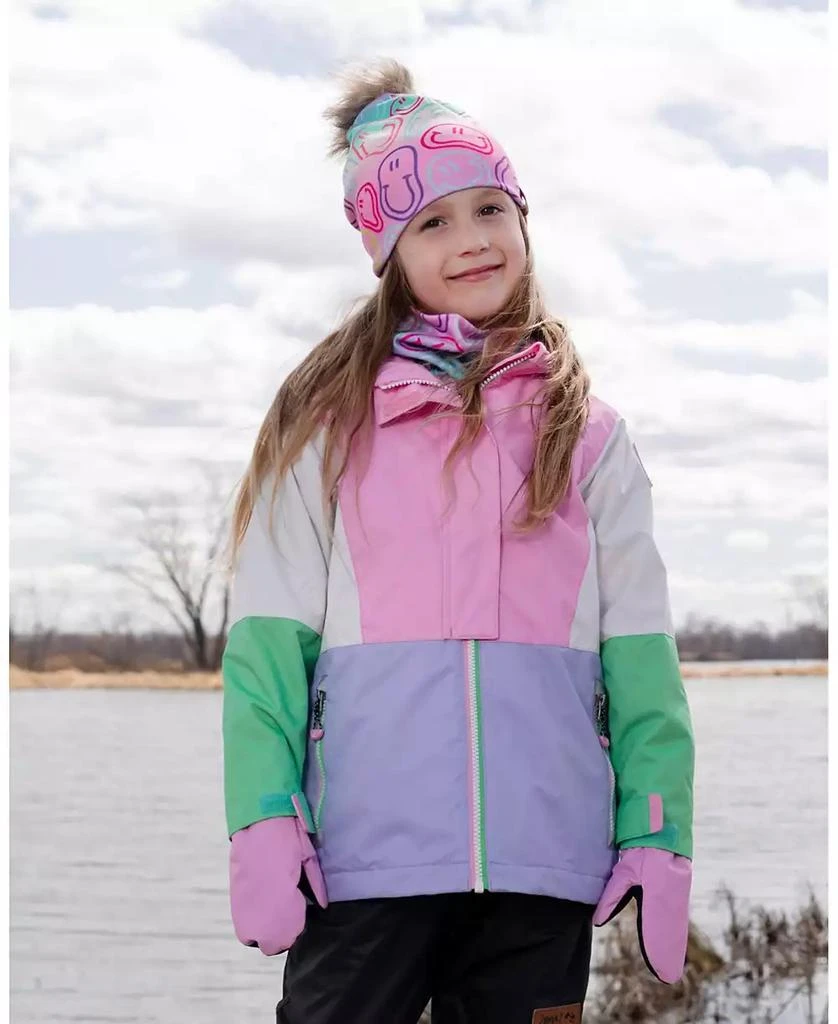 Deux par Deux Girl Stretch Jersey Hat Multicolored Printed Smileys with Pompom - Toddler|Child 3