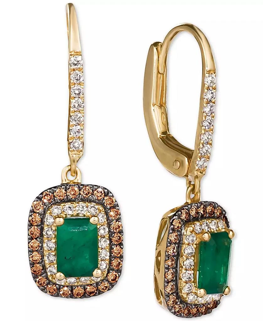 Le Vian Costa Smeralda Emerald (3/4 ct. t.w.) 
Diamond (5/8 ct. t.w.) Drop Earrings in 14k Gold 1