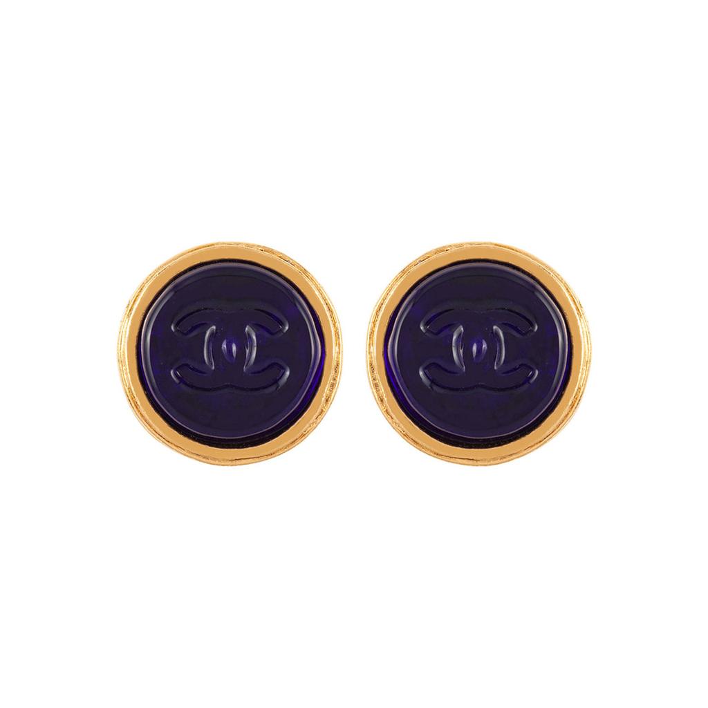 Susan Caplan Vintage 1993 vintage rare chanel blue gripoix clip-on earrings