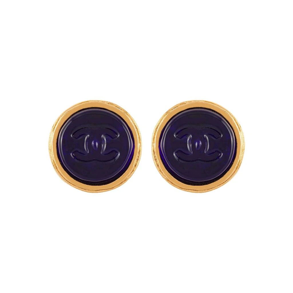 Susan Caplan Vintage 1993 vintage rare chanel blue gripoix clip-on earrings 1