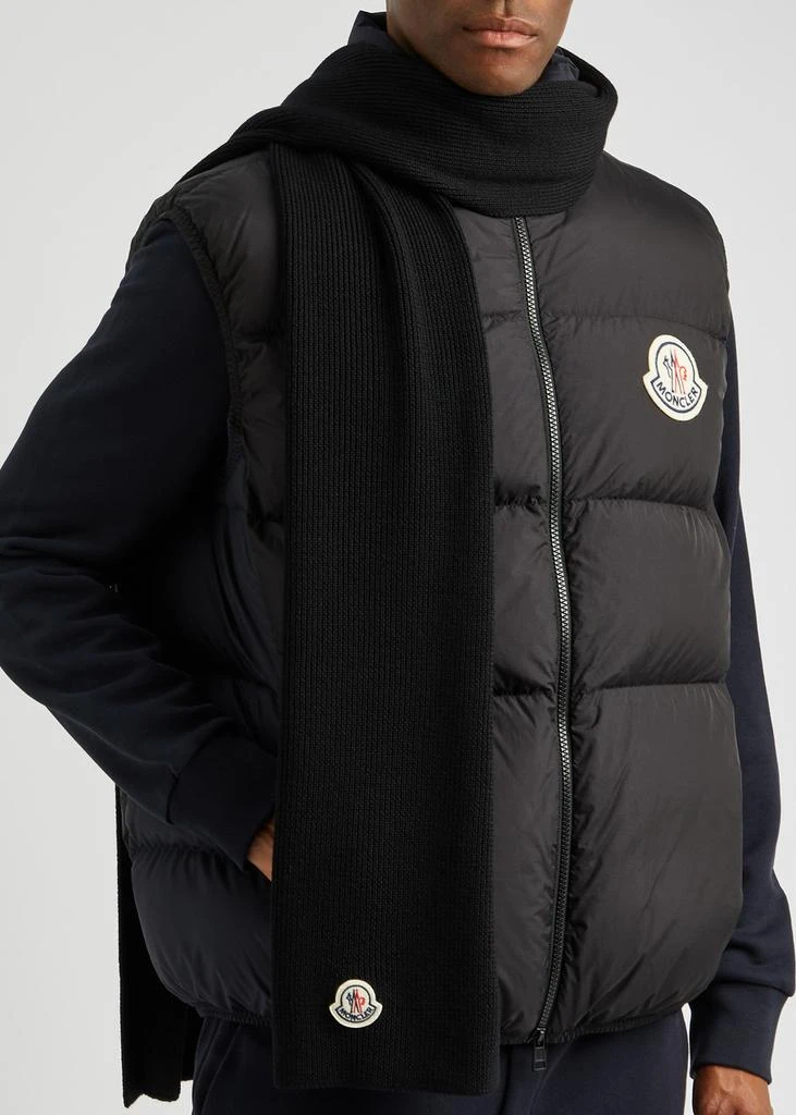 Moncler Logo ribbed wool scarf 2
