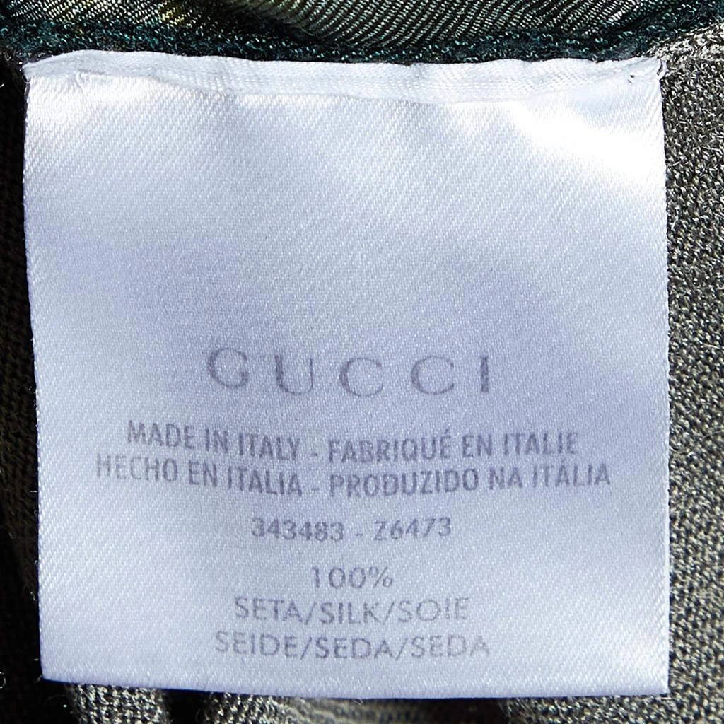 Gucci Gucci Olive Green Floral Print Silk & Knit Crew Neck Jumper M 5