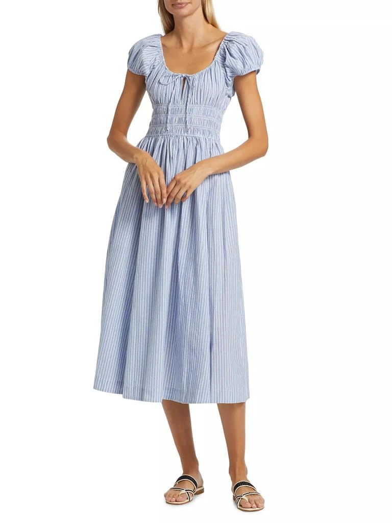 DÔEN Quinn Striped Cotton Scoopneck Midi-Dress 3