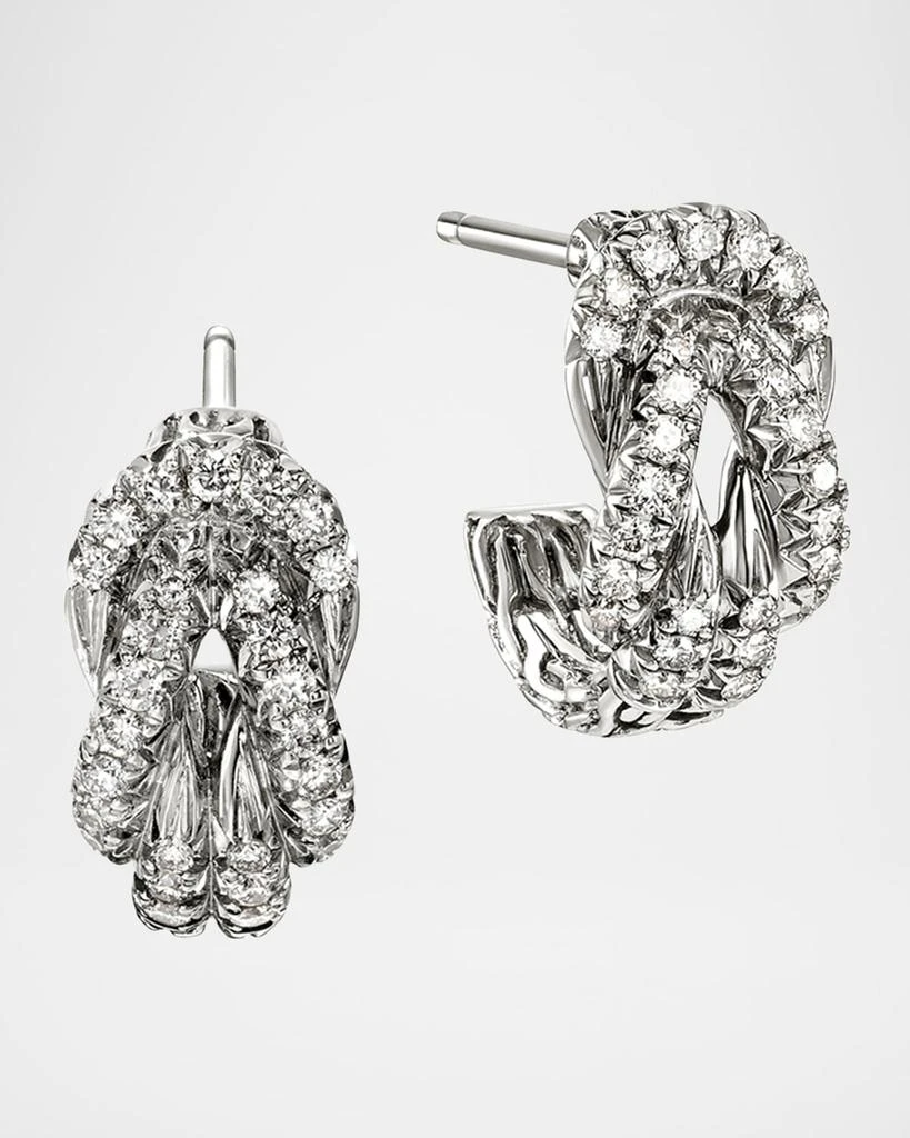 John Hardy Sterling Silver Pave Love Knot Hoop Earrings, 13mm