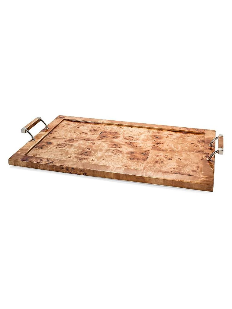 LADORADA Burl Veneer, Wood & German Silver Serving Tray 1