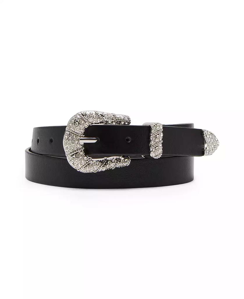 Steve Madden Embellished Textured Faux-Leather Belt