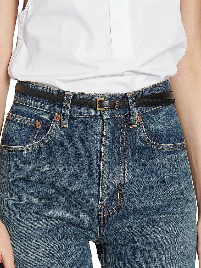 Yves Saint Laurent Cassandre Extra Thin Belt in Smooth Leather 2