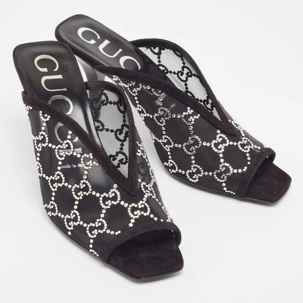 Gucci Gucci Black GG Crystal Embellished Mesh Mules Size 39 4