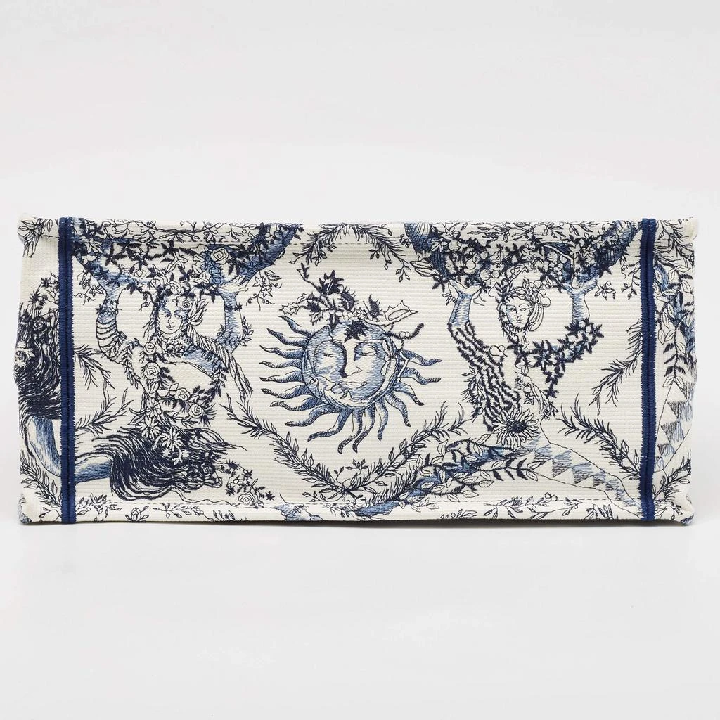 Dior Dior White/Blue Embroidered Toile De Jouy Soleil Canvas Medium Book Tote  6