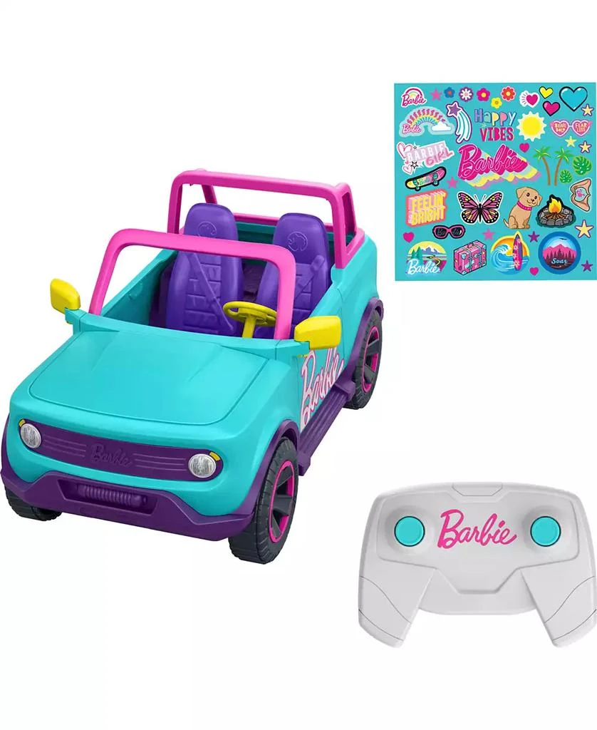 Hot Wheels Barbie RC SUV and Stickers, Battery-Powered Toy Truck, Fits 2 Barbie Dolls 1