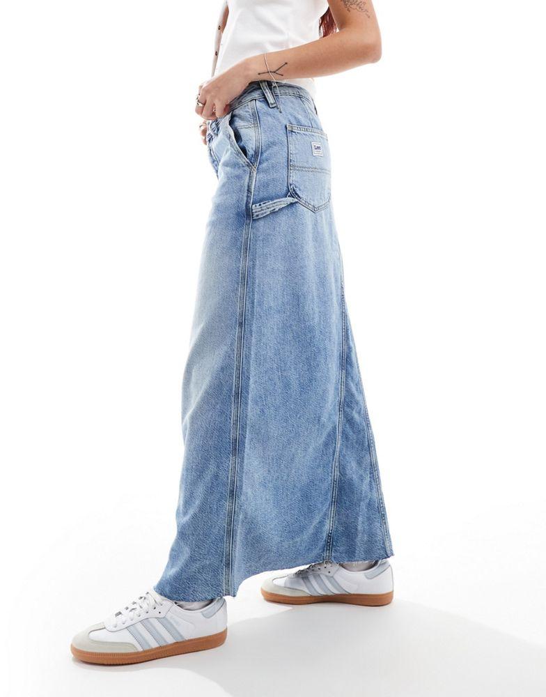 スカート musinsastandardwoman Women's Denim Carpenter Long Skirt Ligh LEE Lee carpenter lightweight denim maxi skirt in mid blue