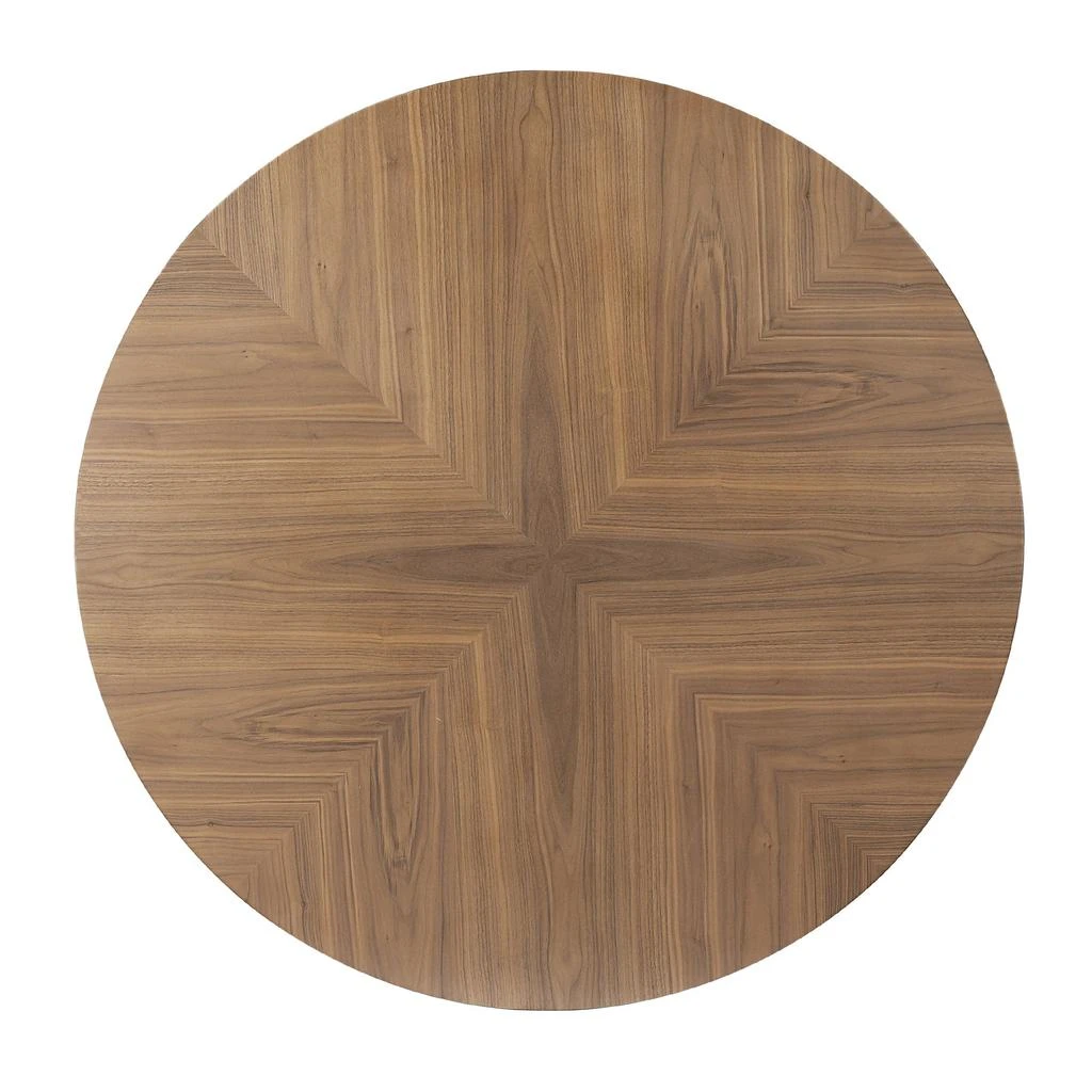 Streamdale Furniture Streamdale Round MDF End Table with Metal Base, Walnut 5