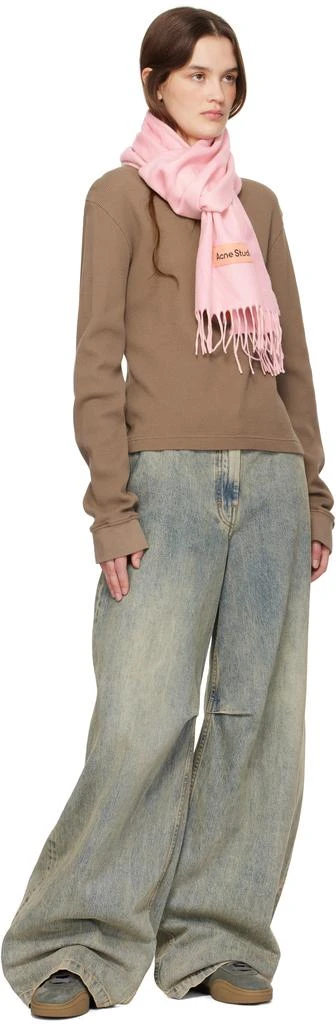 Acne Studios Pink Cashmere Jacquard Scarf 3