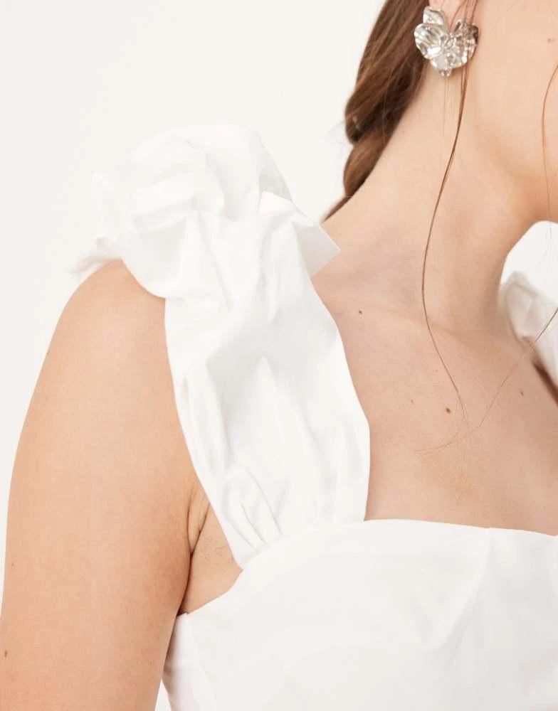 ASOS ASOS DESIGN puff sleeve milkmaid top with elasticated back in white 2