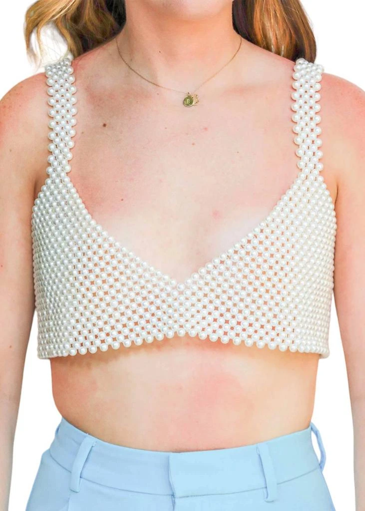 Hot & Delicious Pearl Embellished Top In White 1