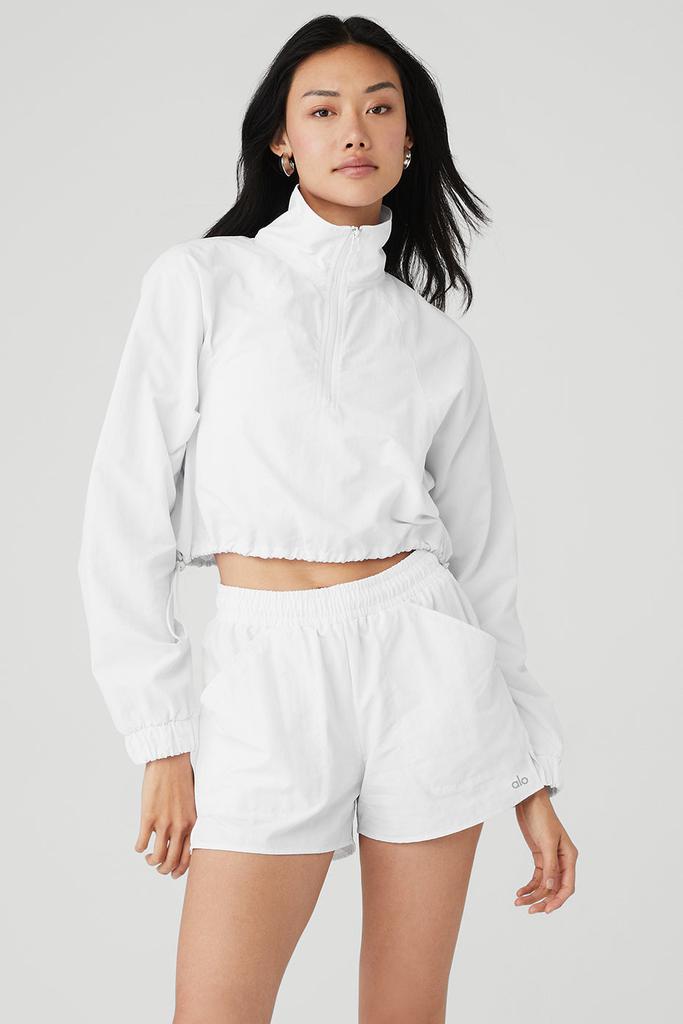 Alo Cropped 1/4 Zip Alumni Pullover - White