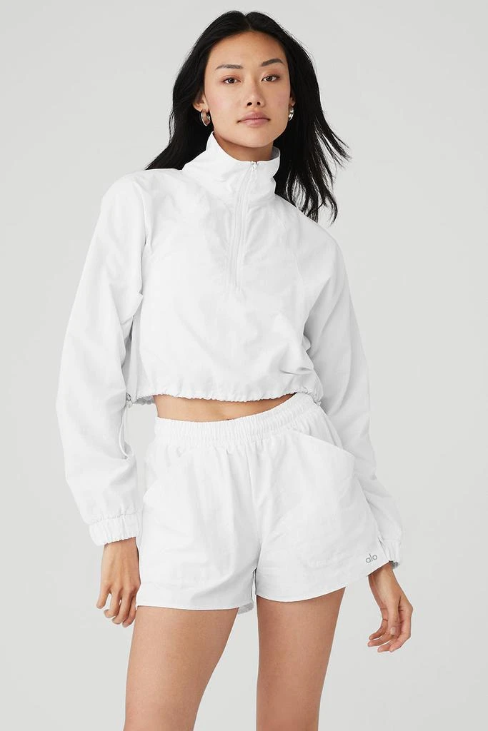 Alo Yoga Cropped 1/4 Zip Alumni Pullover - White 1