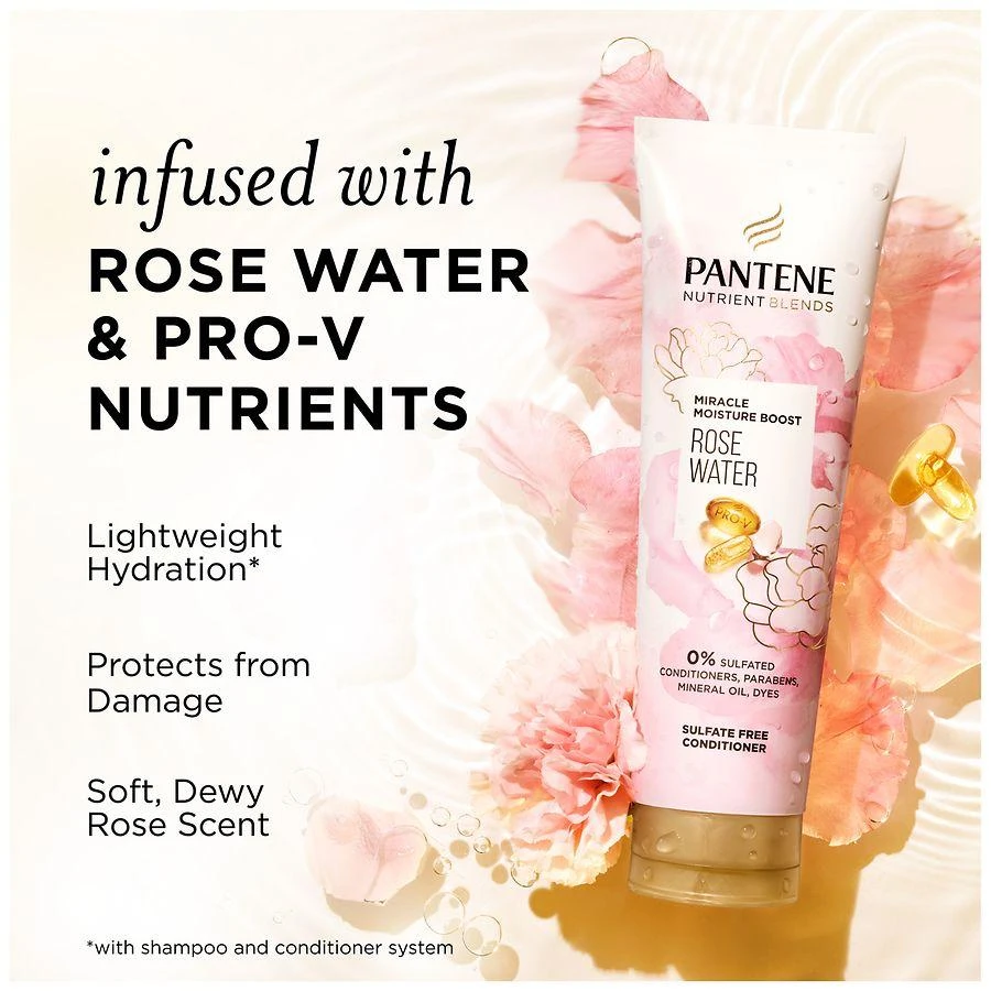 Pantene Miracle Moisture Boost Rose Water Sulfate Free Conditioner Fresh, Botanical 2