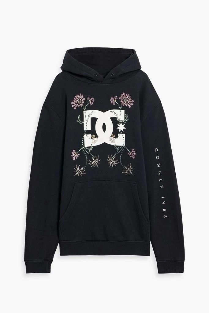 CONNER IVES Printed crystal-embellished cotton-fleece hoodie 1