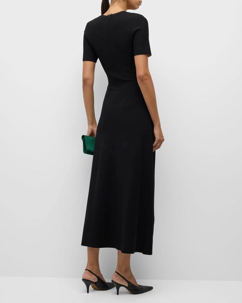 LELA ROSE Rose Jacquard Short-Sleeve Midi Dress 6