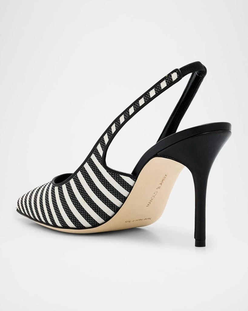 Manolo Blahnik Bicolor Cotton Slingback Pumps 4