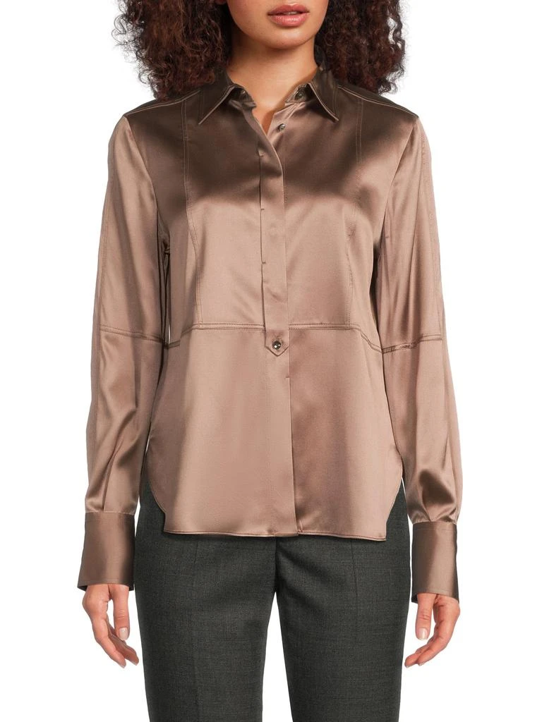 Brunello Cucinelli Silk-Blend Button-Front Shirt 1