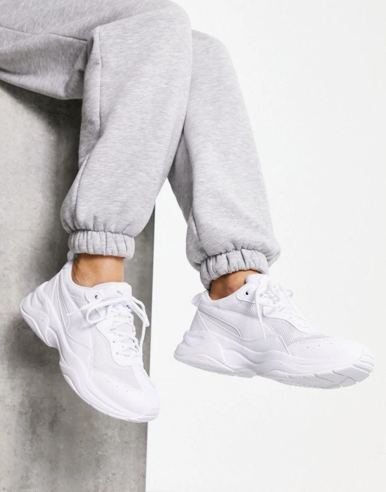 Puma Puma Cilia chunky trainers in triple white 4
