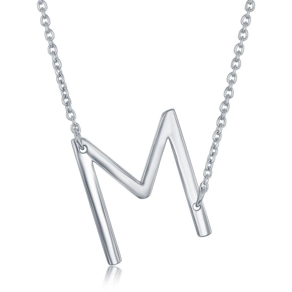 Simona Sterling Silver Sideways Initial Necklace 14