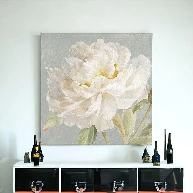 Hivvago Angelic White Peony Flower Unframed Print Wall Art 2