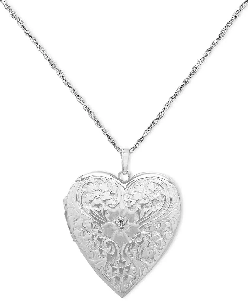 Macy's 4-Photo Engraved Heart Locket in Sterling Silver 1