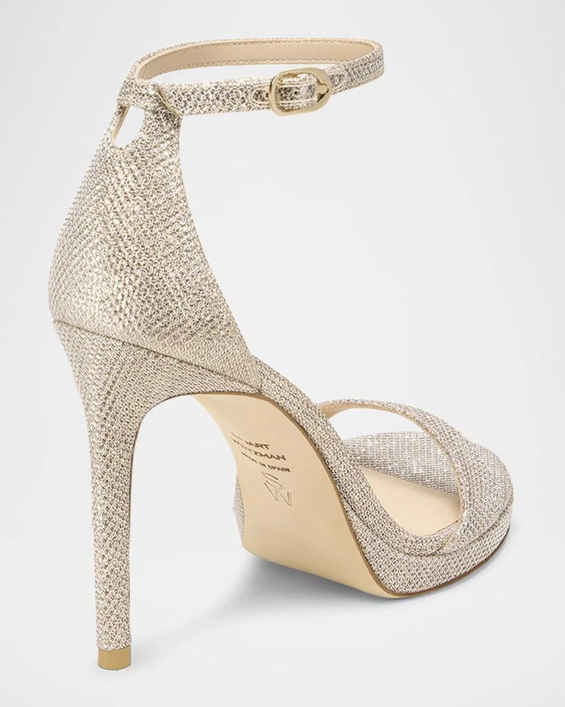 Stuart Weitzman Nudist Metallic Ankle-Strap Platform Sandals  display picture 1
