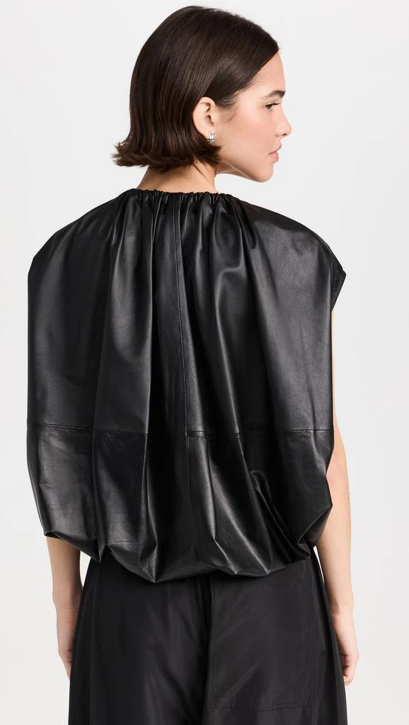 Tibi Feather Weight Leather Shirred Neck Circular Top 2