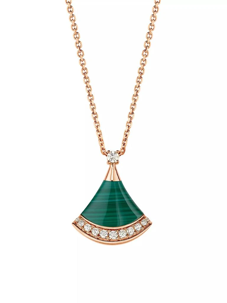 BVLGARI Divas' Dream 18K Rose Gold, Malachite & 0.13 TCW Diamond Pendant Necklace 3