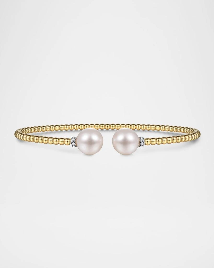 Gabriel 
Co 14K Yellow Gold Bujukan Diamond and Pearl Split Bangle