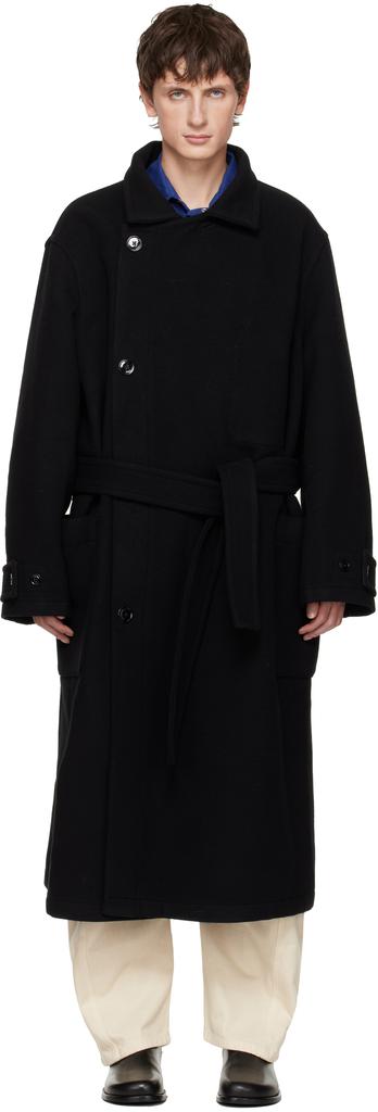 Lemaire Black Wrap Coat - Coats - BeyondStyle