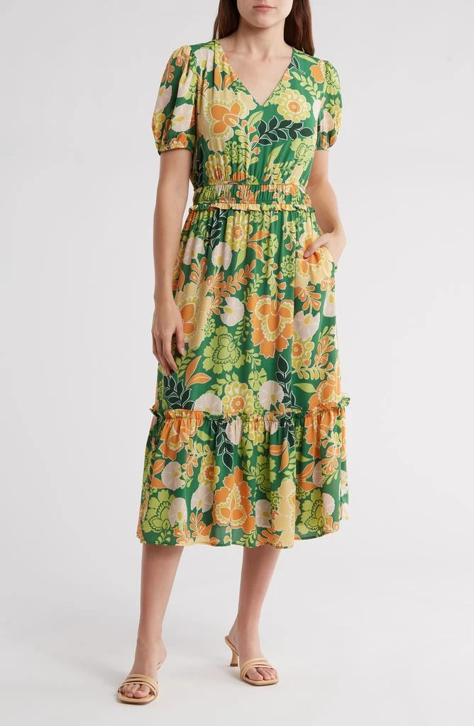 DR2 by Daniel Rainn V-Neck Crepe Midi Dress 1