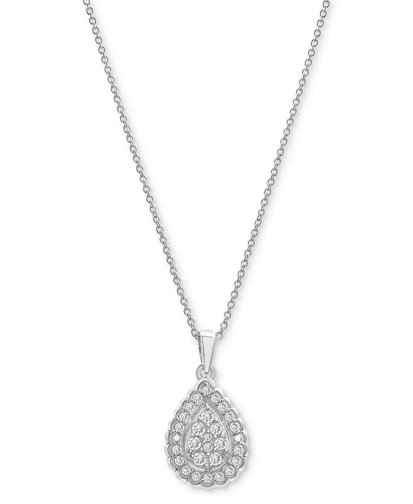Macy's Diamond Teardrop Halo Cluster 18" Pendant Necklace (1/4 ct. t.w.) in Sterling Silver, Created for Macy's 1