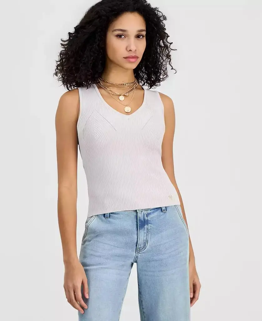GUESS Women's Stella Ribbed Knit Sleeveless Tank Sweater