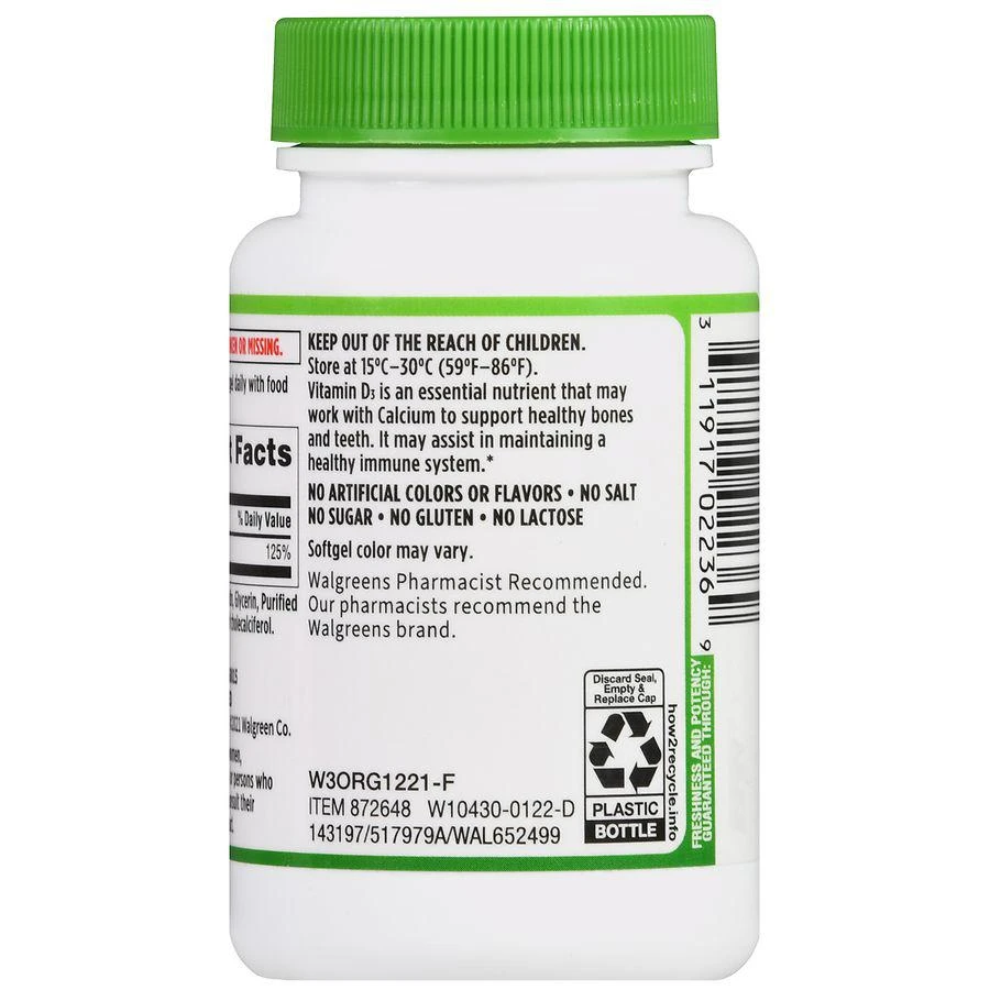 Walgreens Vitamin D3 25 mcg Softgels (100 days) 4