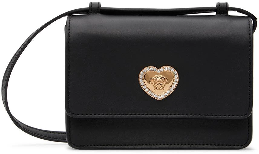 Versace Kids Black Heart Medusa Crossbody Bag 1