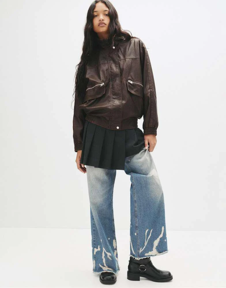 Pull&Bear Pull&Bear Dad leather-effect jacket in dark brown 2