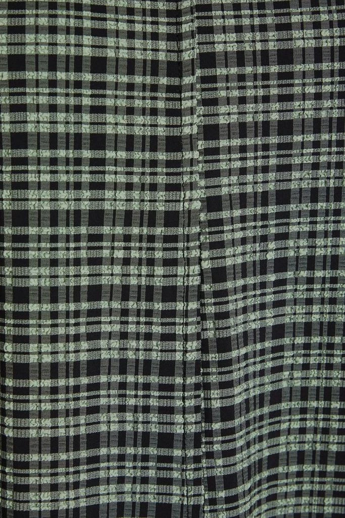 Ganni Cold-shoulder checked seersucker midi dress 4