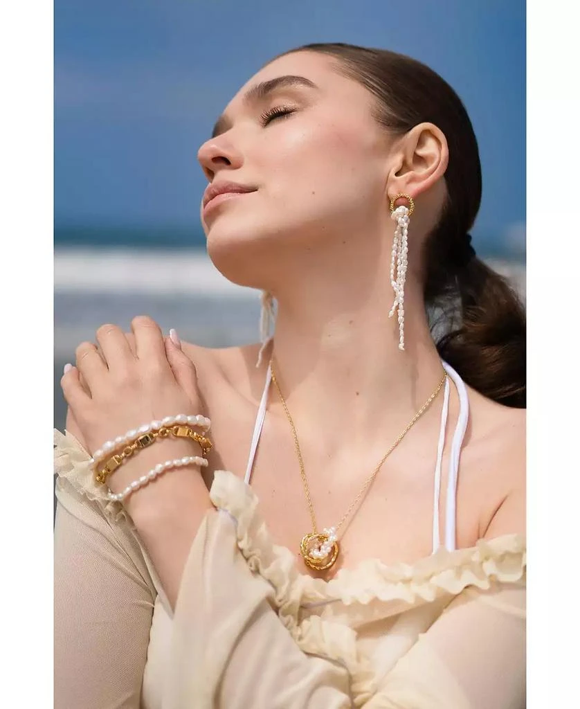 Classicharms Nina Gold Hoop Bead Pearl Tassel Earrings 5