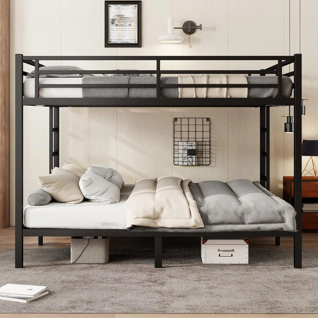 Streamdale Furniture Streamdale Metal Bunk Bed - California King Over King, Black 2