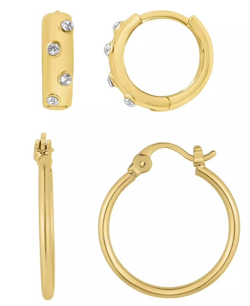 And Now This Gold Plated Crystal Stone Duo Hoop Set Earrings