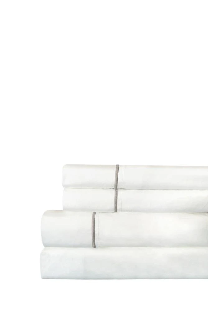 Melange Home Single Stripe Embroidered 300 Thread Count Cotton Percale Sheet Set 1