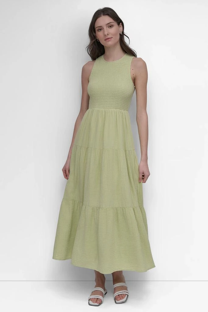 DKNY GAUZE TIERED SMOCKED DRESS 1