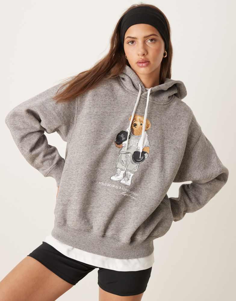 Ralph Lauren Polo Bear Hoodie XL グレー Polo Ralph Lauren Polo Bear Fleece Hoodie Men's XL Gray Cotton