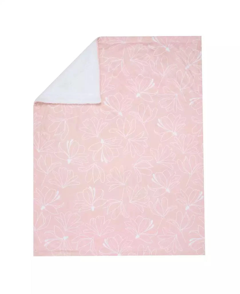 Lambs 
Ivy Petals Pink/White Floral Fleece Faux Shearling Soft Baby Blanket 7