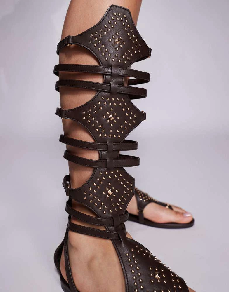 Public Desire Public Desire Rome gladiator sandals in chocolate brown 4